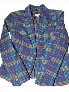 ⭐ Merona Blue and Green Plaid Blazer